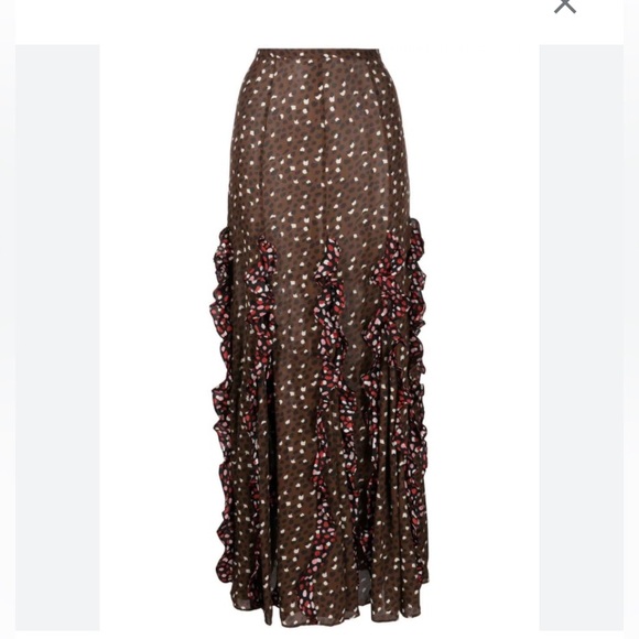 Cynthia Rowley Brown Polka Dot Maxi Skirt New - Picture 2 of 9